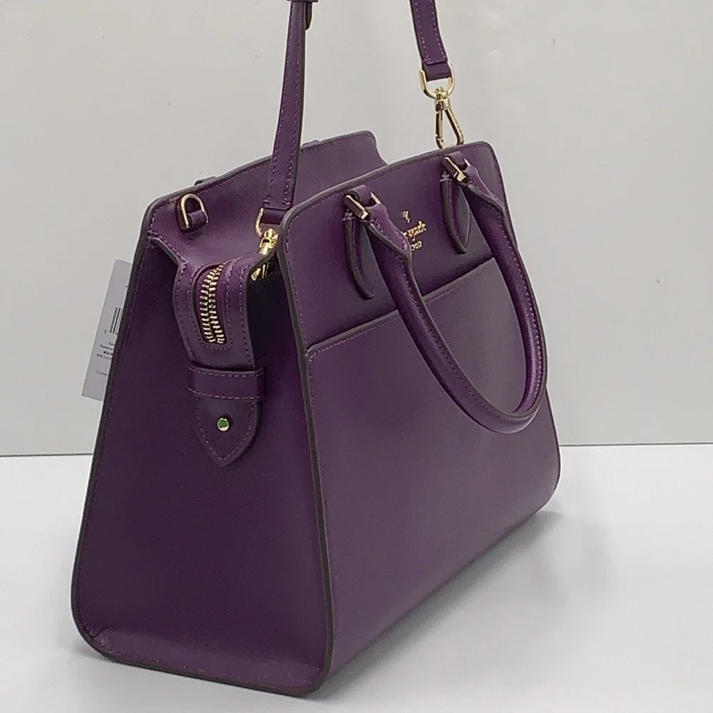 Kate Spade Madison Saffiano Leather Medium Satchel
COLOR:
Ripe Plum 
NWT_8